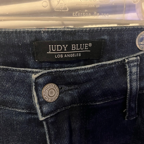 Judy Blue Dark Blue Flare Jeans with Rhinestone Accents - Picture 4 of 14